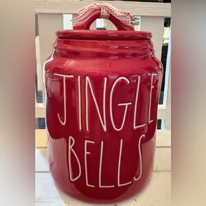 Rae Dunn Red Jingle Bells Canister